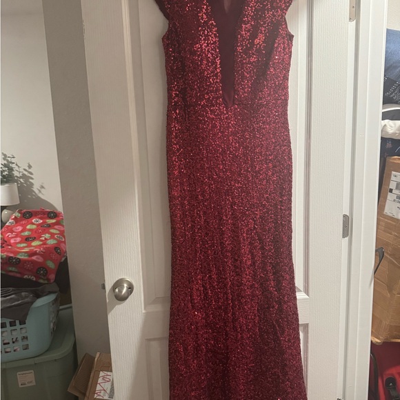 Elegant Red Sequin Gown